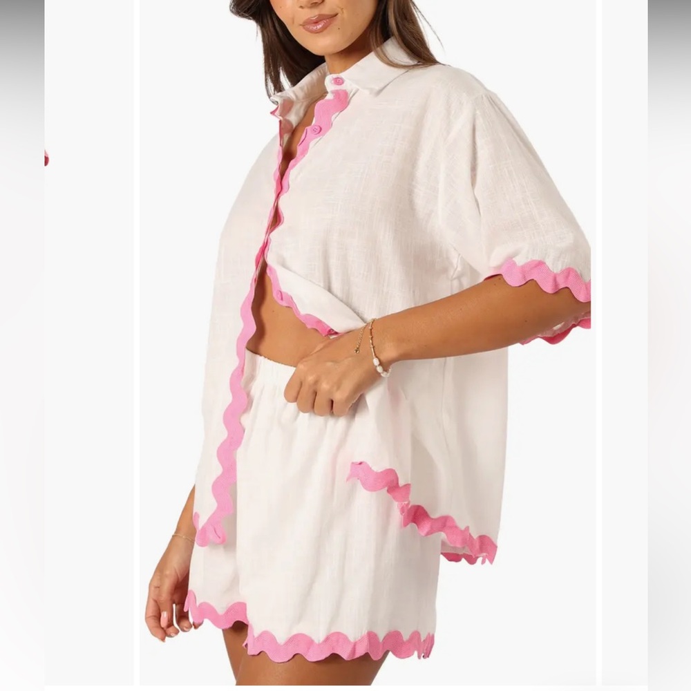Petal & Pup Wilson Short Set - White Pink- LARGE